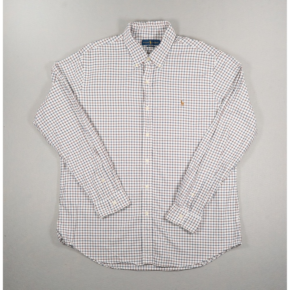 Ralph Lauren Classic Fit Shirt Mens XL White Tattersall Check Button Down Cotton